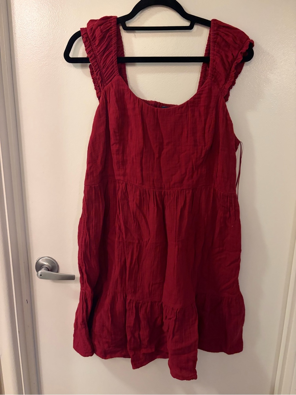 Red Tiered Cotton Dress